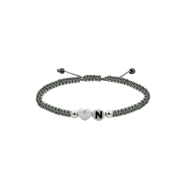 GRAV Macrame Heart Letter Ezüst 925 Karkötő