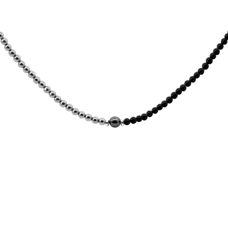 GRAV Hematite Black & White Ezüst 925 Ásvány Nyaklánc