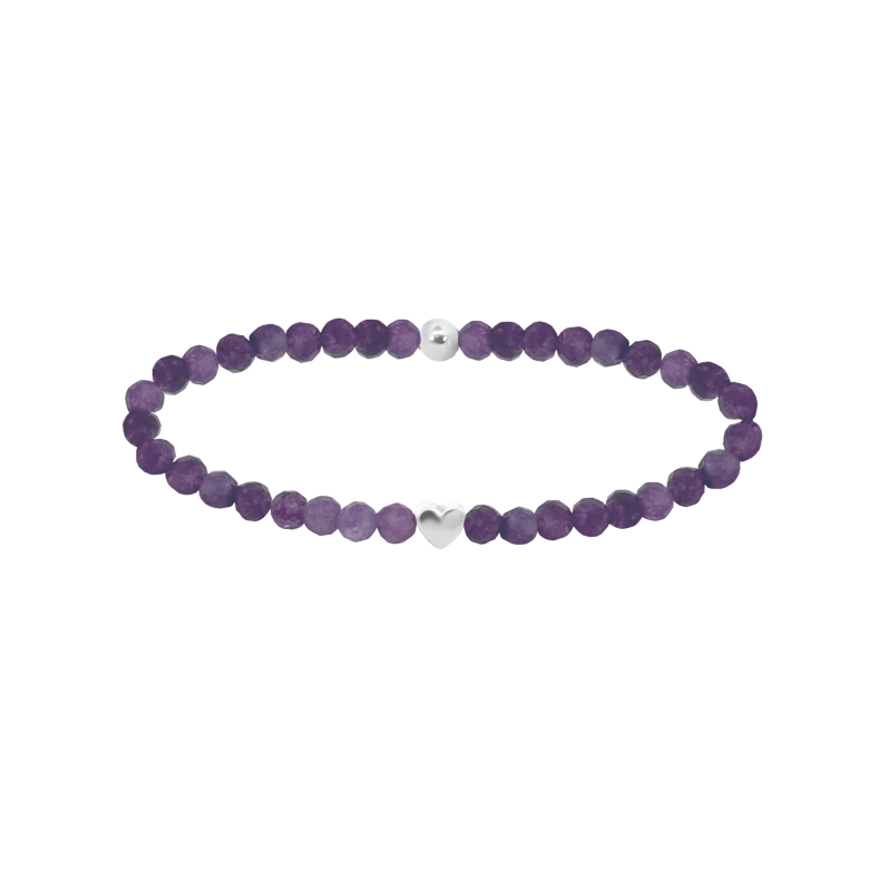 GRAV Gemstone Amethyst Heart Ezüst 925 Ásvány Karkötő