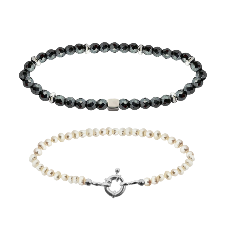 GRAV Pearl And Hematite Ezüst 925 Páros Karkötő